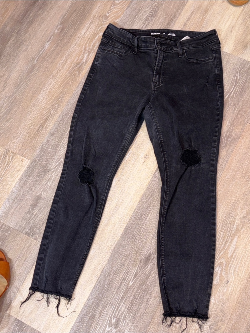 Old Navy Black Distressed rockstar mid rise Jeans